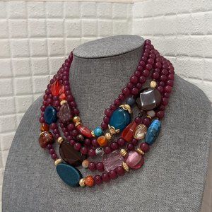 New! Chico's Multi-Layer Purple Beaded Necklace